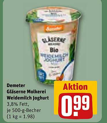 Demeter Gläserne Molkerei Weidemilch Joghurt