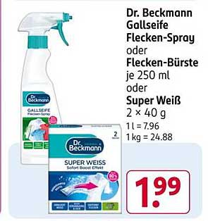 Dr. Beckmann Gallseife Flecken-Spray oder Flecken-Bürste oder Super Weiß