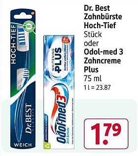 Dr. Best Zahnbürste Hoch-Tief oder Odol-med 3 Zahnpasta Plus