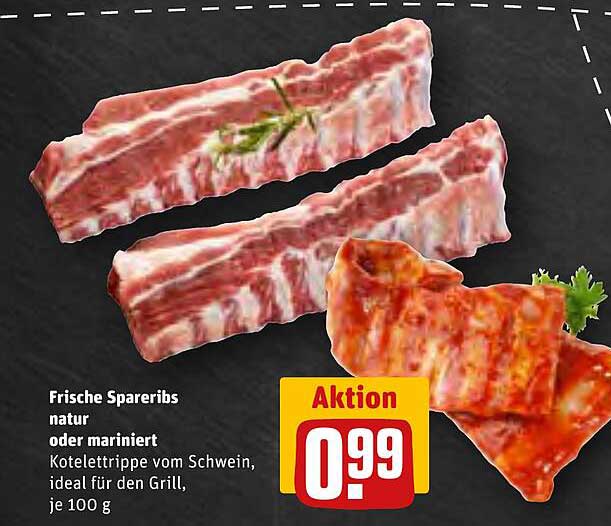 Frische Spareribs natur oder mariniert