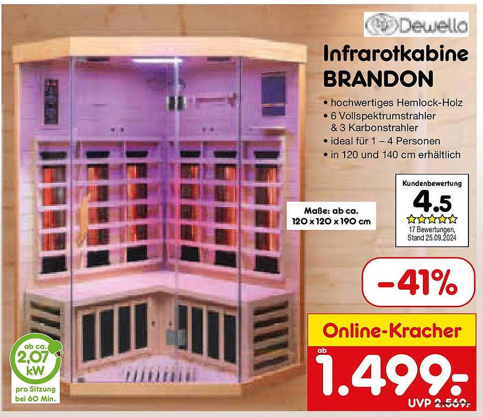 Infrarotkabine BRANDON