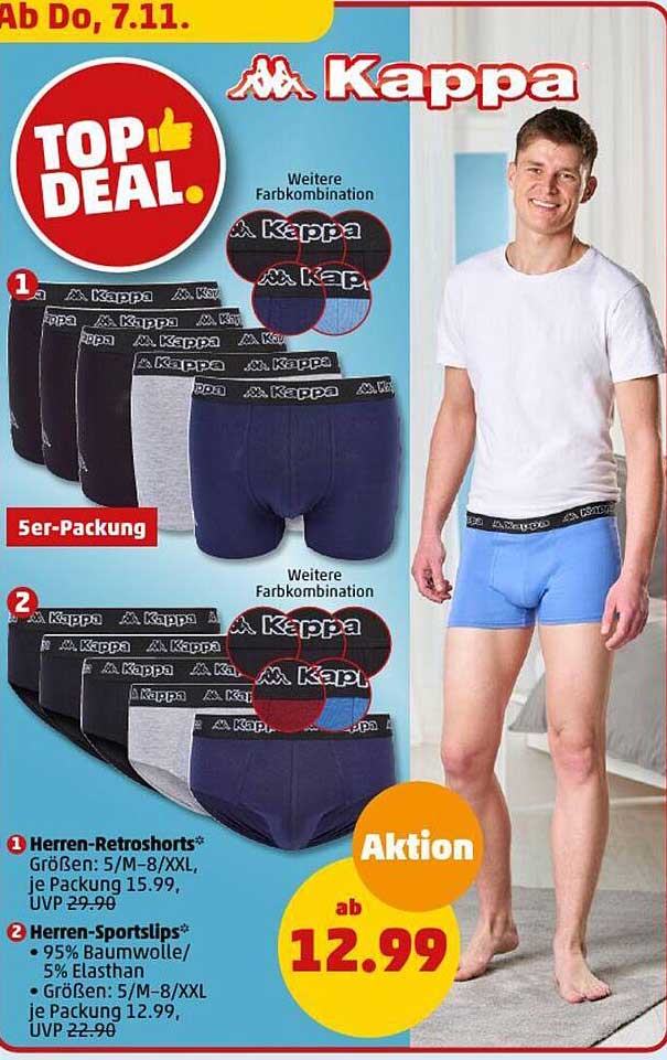 Kappa Herren-Retroshorts 5er-Packung