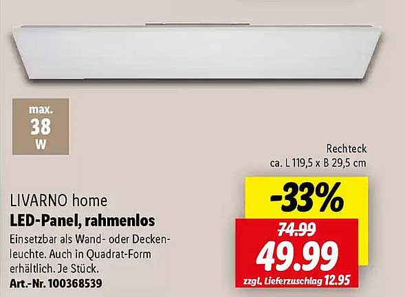 LIVARNO home LED-Panel, rahmenlos