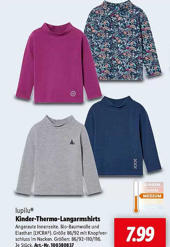 lupilu® Kinder-Thermo-Langarmshirts