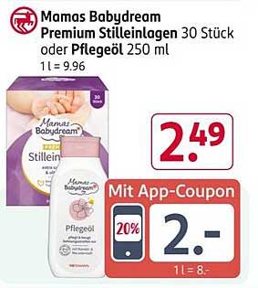 Mamas Babydream Premium Stilleinlagen 30 Stück oder Pflegeöl 250 ml