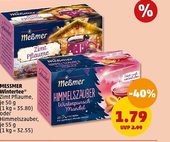 Messmer Wintertee* Zimt Pflaume oder Himmelszauber Winterpunsch Mandel