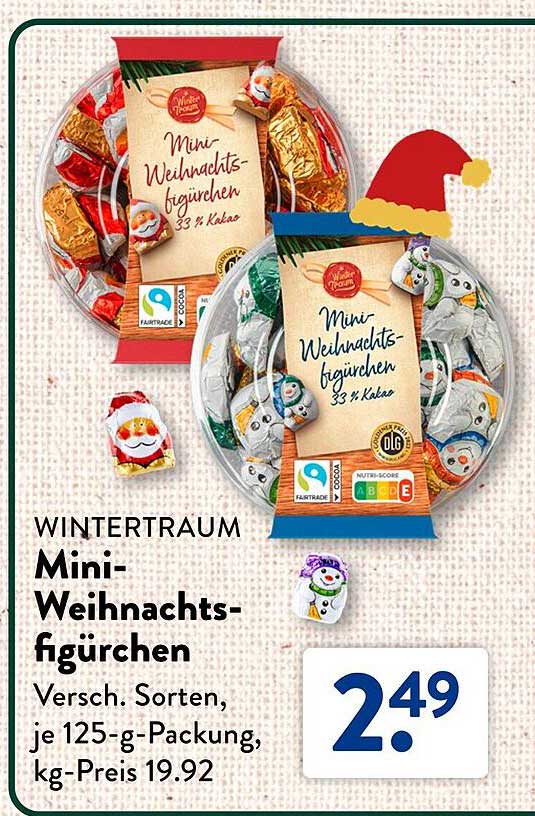 Mini-Weihnachtsfigürchen 33 % Kakao