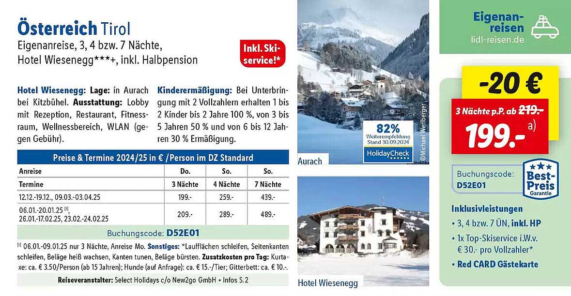 Österreich Tirol Eigenanreise, 3, 4 bzw. 7 Nächte, Hotel Wieseneggg****, inkl. Halbpension