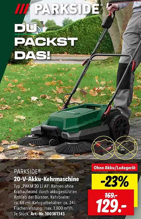 PARKSIDE® 20-V-Akku-Kehrmaschine