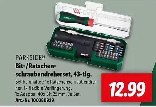 PARKSIDE® Bit-/Ratschen-schraubendreher-set, 43-tlg.