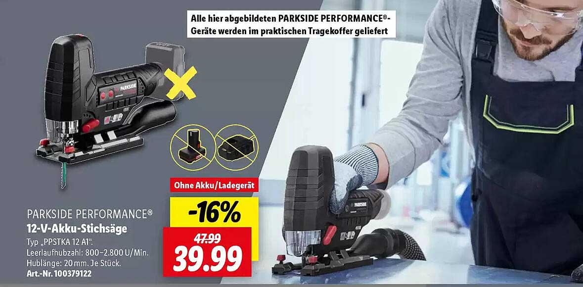 PARKSIDE PERFORMANCE® 12-V-Akku-Stichsäge