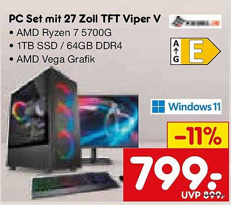 PC Set mit 27 Zoll TFT Viper V