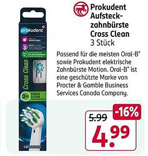 Prokudent Aufsteckzahnbürste Cross Clean 3 Stück