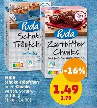 PUDA Schoko-Tropfen oder -Chunks