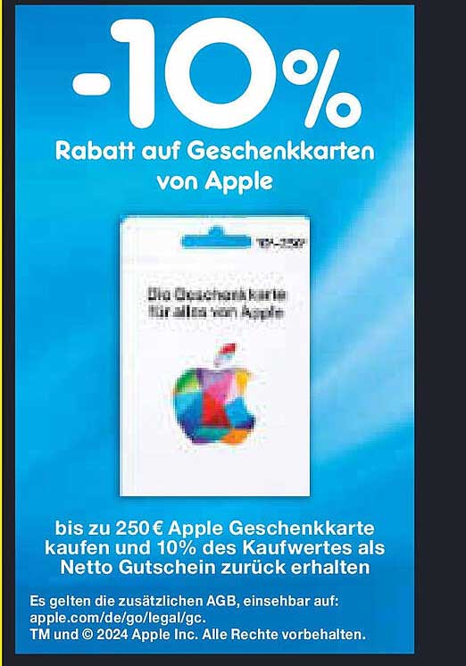 Rabatt auf Geschenkkarten von Apple