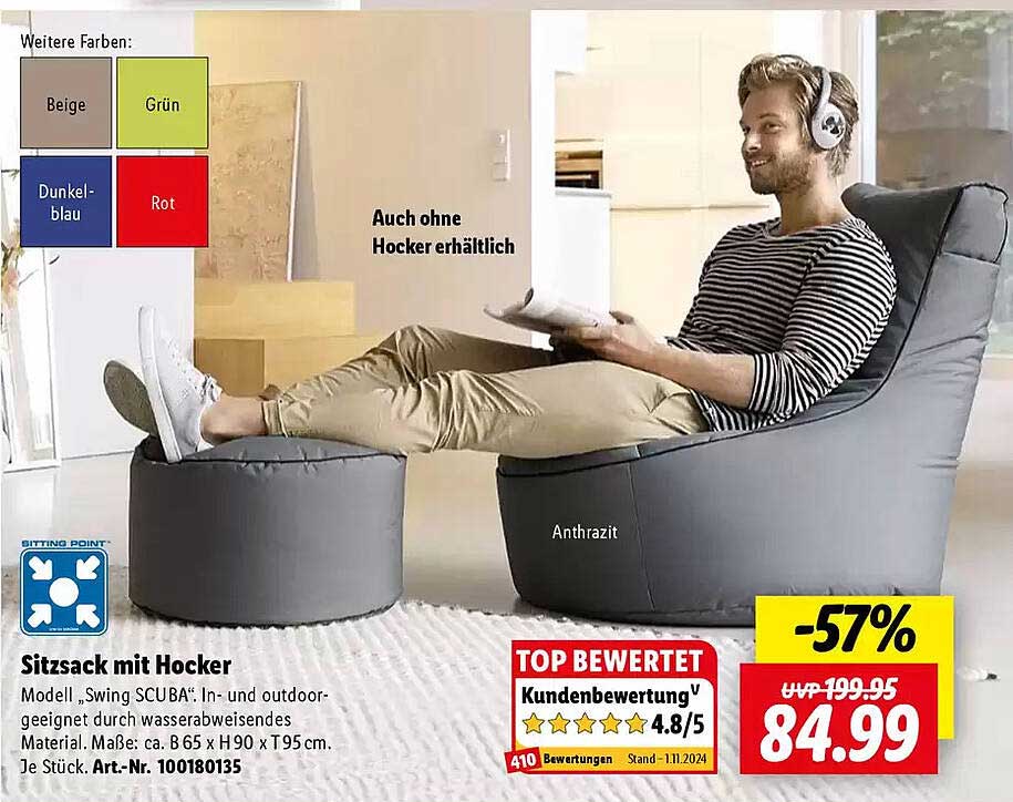 Sitzsack mit Hocker