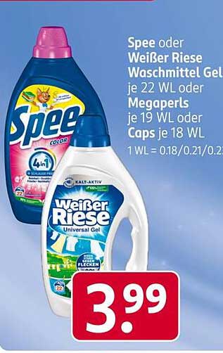 Spee oder Weißer Riese Waschmittel Gel