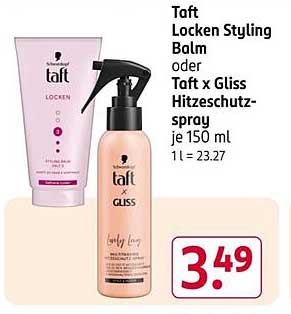 Taft Locken Styling Balm oder Taft x Gliss Hitzeschutzspray