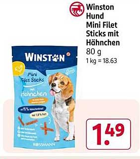 Winston Hund Mini Filet Sticks mit Hähnchen