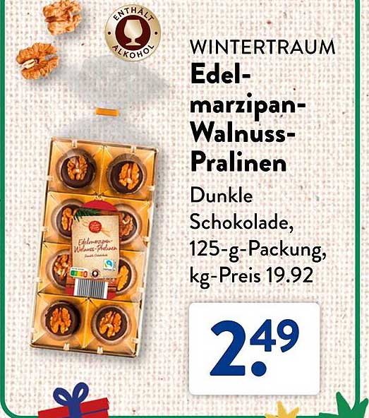 WINTERTRAUM Edelmarzipan-Walnuss-Pralinen