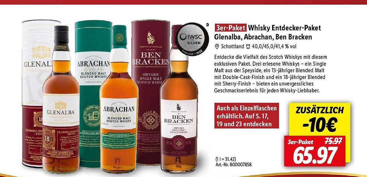 3er-Paket Whisky Entdecker-Paket Glenalba, Abrachan, Ben Bracken