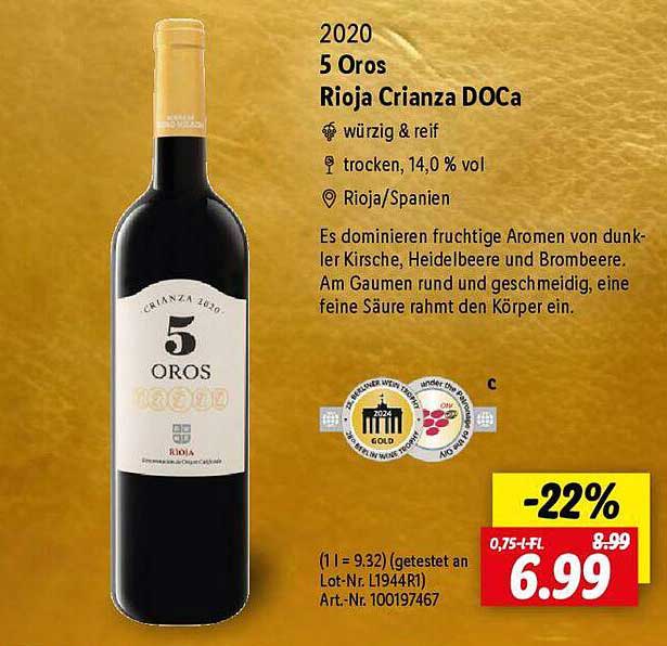 5 Oros Rioja Crianza DOCa