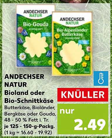 ANDECHSER NATUR Bioland oder Bio-Schnittkäse