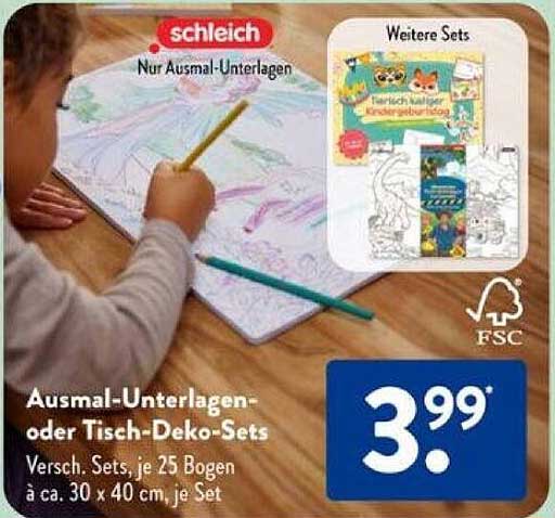 Ausmal-Unterlagen- oder Tisch-Deko-Sets