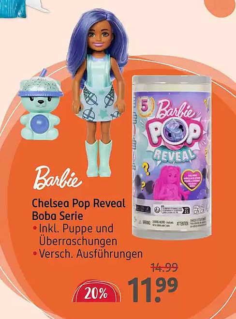 Barbie Chelsea Pop Reveal Boba Serie