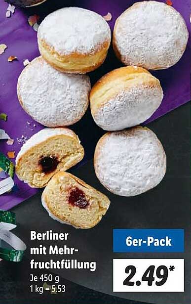 Berliner mit Mehrfruchtfüllung