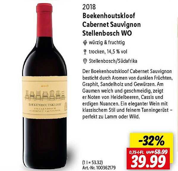 Boekenhoutskoof Cabernet Sauvignon Stellenbosch WO