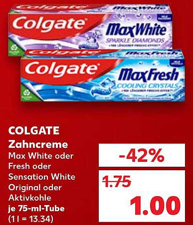 Colgate Zahnpasta Max White oder Fresh oder Sensation White Original oder Aktivkohle