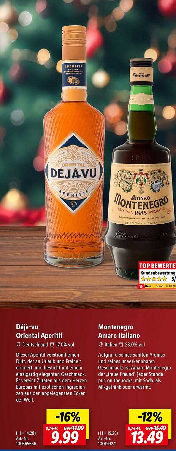 Déjà-vu Oriental Aperitif  
Montenegro Amaro Italiano