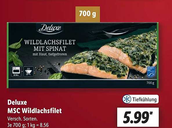 Deluxe MSC Wildlachsfilet mit Spinat