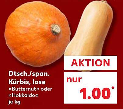 Dtsch./span. Kürbis, lose »Butternut« oder »Hokkaido«