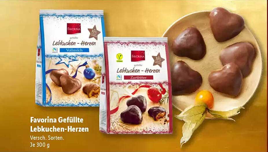 Favorina Gefüllte Lebkuchen-Herzen