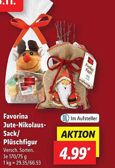 Favorina Jute-Nikolaus-Sack/Plüschfigur