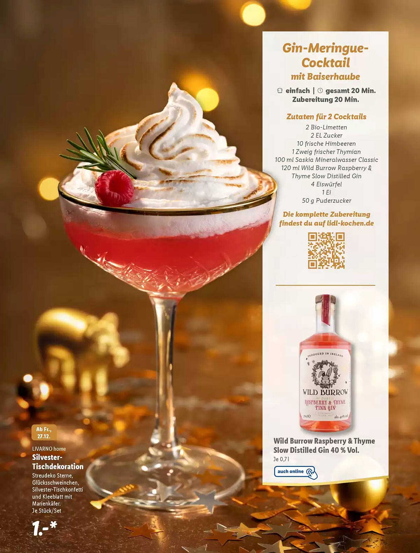 Gin-Meringue-Cocktail mit Baiserhaube