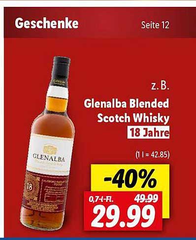 Glenalba Blended Scotch Whisky 18 Jahre