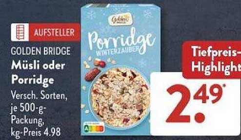 GOLDEN BRIDGE Müsli oder Porridge