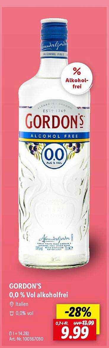 GORDON'S 0,0 % Vol alkoholfrei