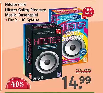 Hitster oder Hitster Guilty Pleasure Musik-Kartenspiel