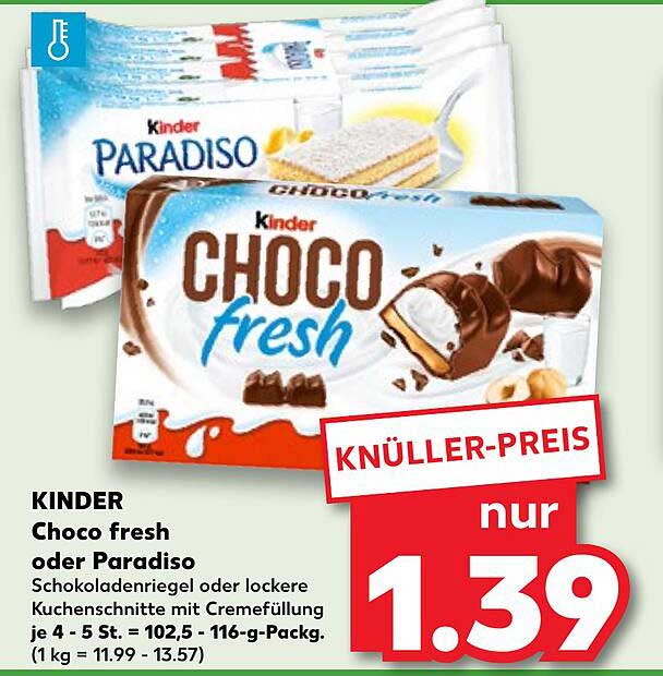 KINDER Choco fresh oder Paradiso