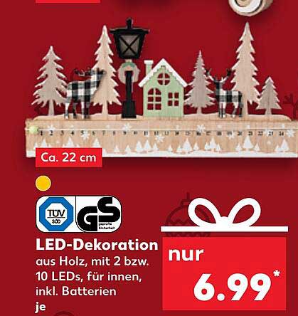 LED-Dekoration aus Holz, mit 2 bzw. 10 LEDs, für innen, inkl. Batterien