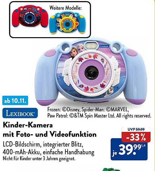 Lexibook Kinder-Kamera mit Foto- und Videofunktion