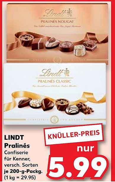 LINDT Pralinés Nougat  
LINDT Pralinés Classic