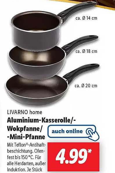 LIVARNO home Aluminium-Kasserolle/-Wokpfanne/-Mini-Pfanne