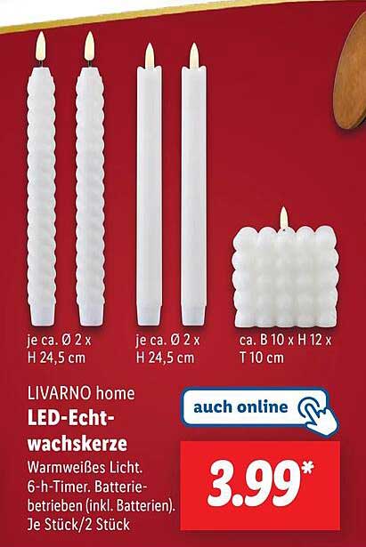 LIVARNO home LED-Echtwachskerze