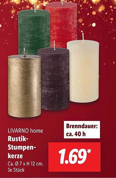 LIVARNO home Rustik-Stumpenkerze