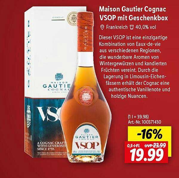 Maison Gautier Cognac VSOP mit Geschenkbox